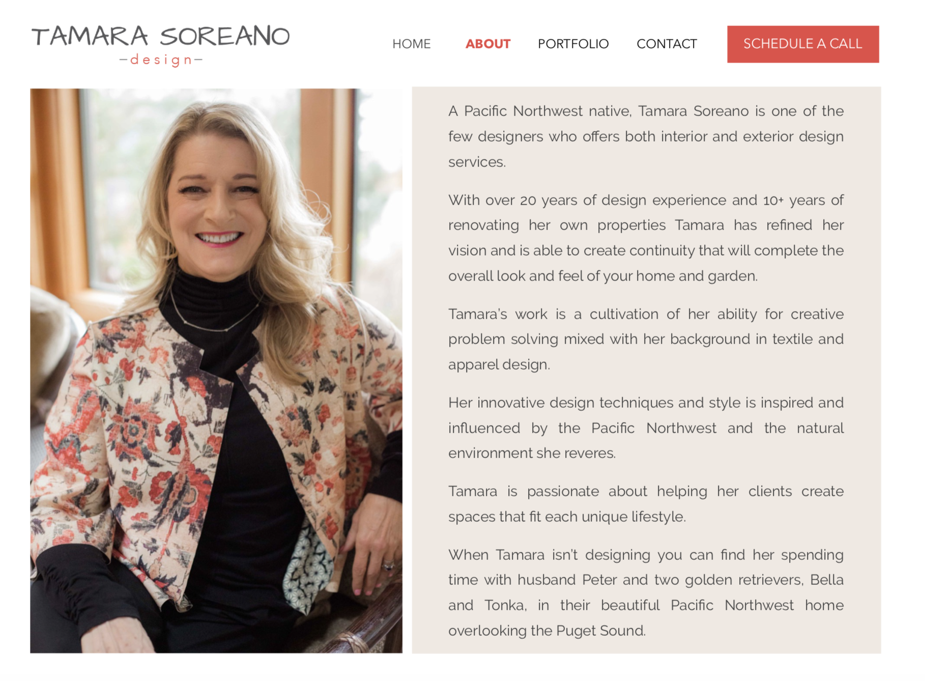 Tamara Soreano Design Landing Page