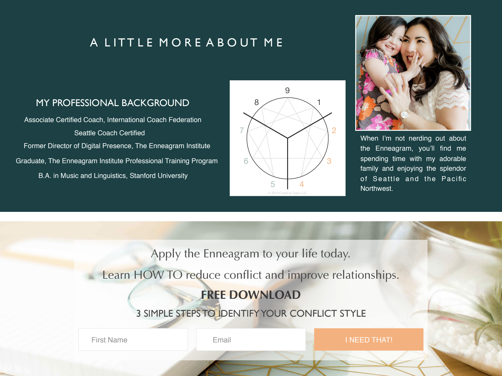 The Enneagram symbol and a girl with her daughter